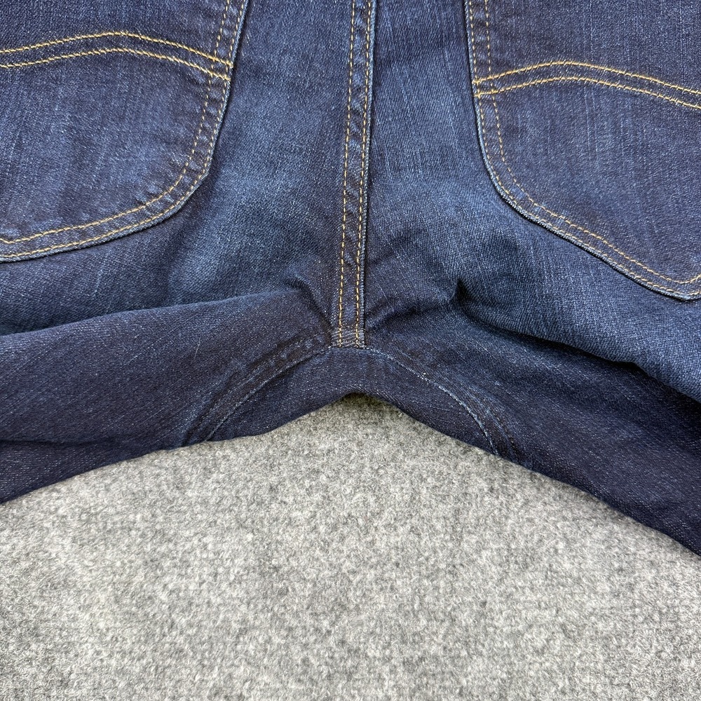 Lee Mens Slim Straight Denim Jeans Size 32x30 Comfort Stretch Blue Gusseted - Picture 7 of 12